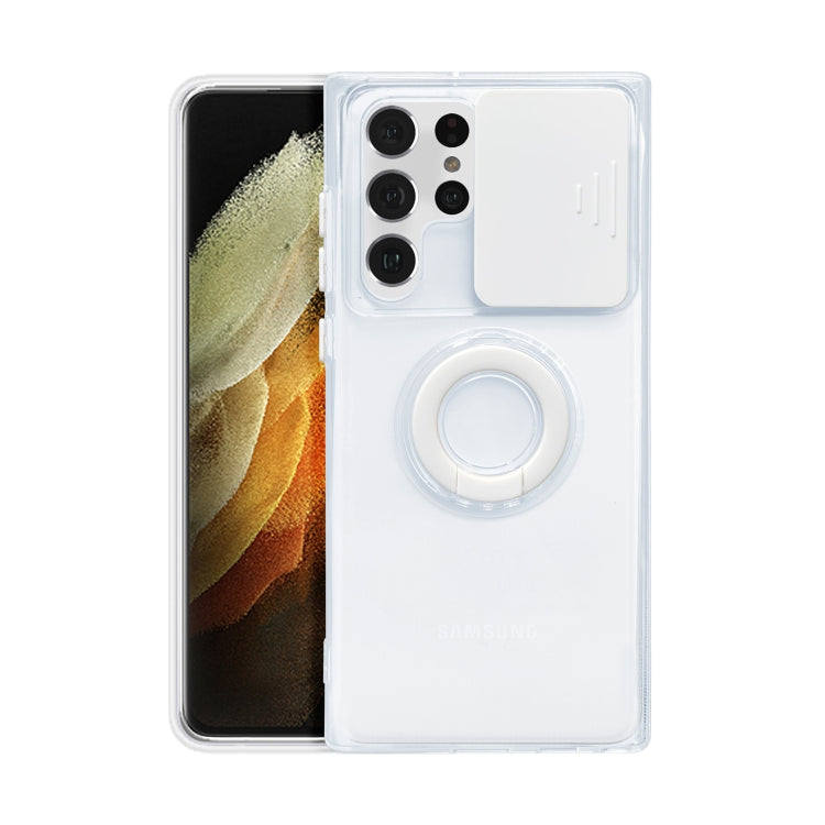 For Samsung Galaxy S22 5G Sliding Camera Cover TPU Protective Case with Ring Holder