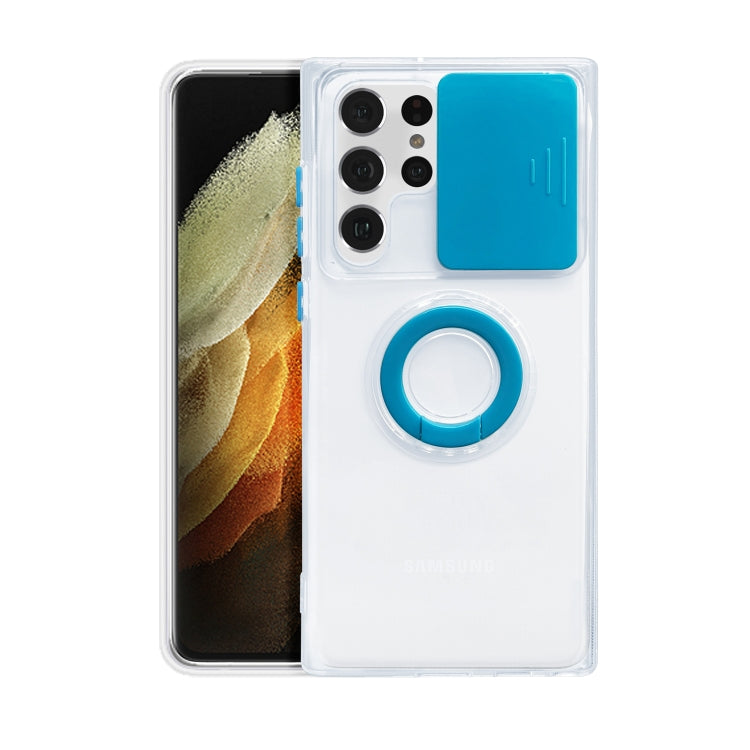 For Samsung Galaxy S22 5G Sliding Camera Cover TPU Protective Case with Ring Holder