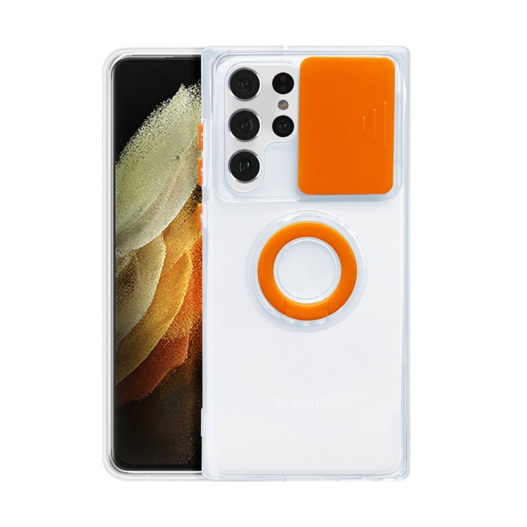 For Samsung Galaxy S22+ 5G Sliding Camera Cover TPU Protective Case with Ring Holder
