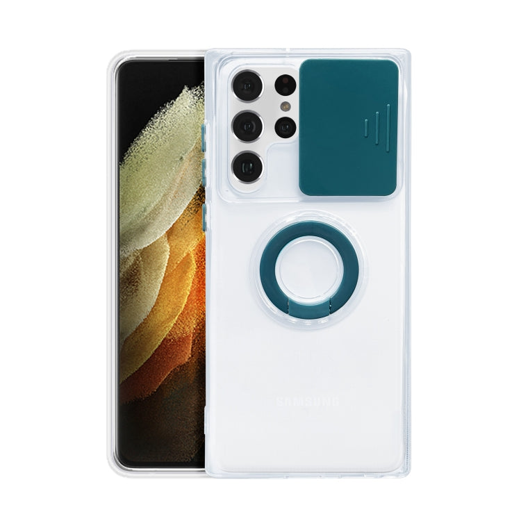For Samsung Galaxy S22+ 5G Sliding Camera Cover TPU Protective Case with Ring Holder