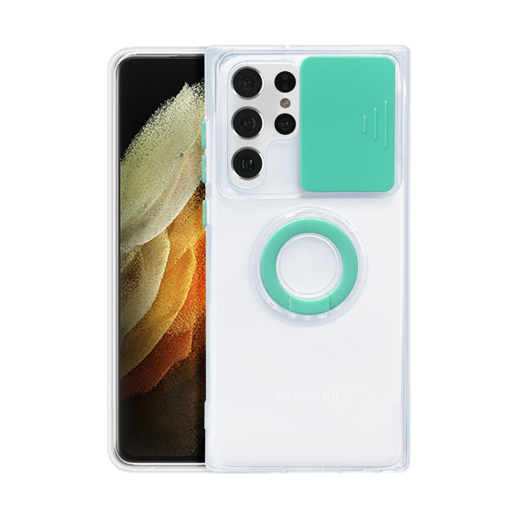 For Samsung Galaxy S22+ 5G Sliding Camera Cover TPU Protective Case with Ring Holder