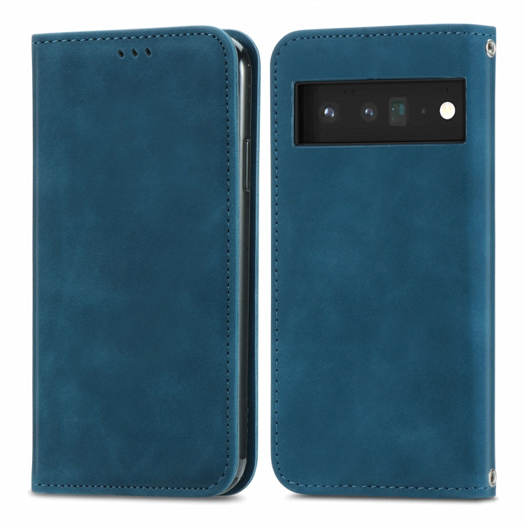 For Google Pixel 6 Retro Skin Feel Business Magnetic Horizontal Flip Leather Case With Holder & Card Slots & Wallet & Photo Frame
