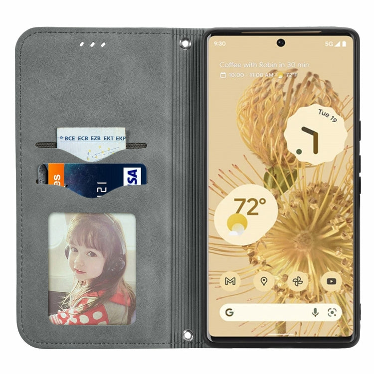 For Google Pixel 6 Retro Skin Feel Business Magnetic Horizontal Flip Leather Case With Holder & Card Slots & Wallet & Photo Frame