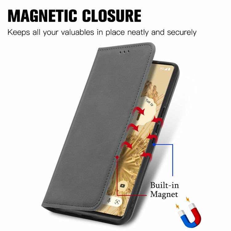 For Google Pixel 6 Retro Skin Feel Business Magnetic Horizontal Flip Leather Case With Holder & Card Slots & Wallet & Photo Frame