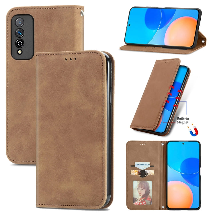 For Honor Play 5T Pro Retro Skin Feel Business Magnetic Horizontal Flip Leather Case With Holder & Card Slots & Wallet & Photo Frame