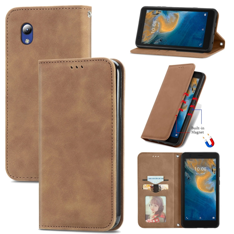 For ZTE Blade A31 Lite Retro Skin Feel Business Magnetic Horizontal Flip Leather Case With Holder & Card Slots & Wallet & Photo Frame