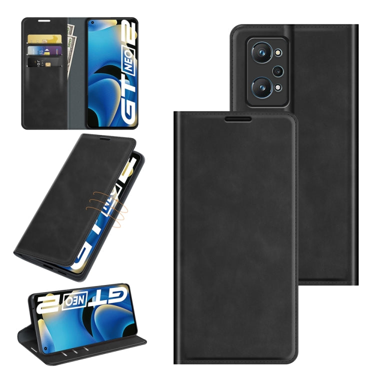 For OPPO Realme GT Neo2 Retro-skin Business Magnetic Suction Leather Case with Holder & Card Slots & Wallet