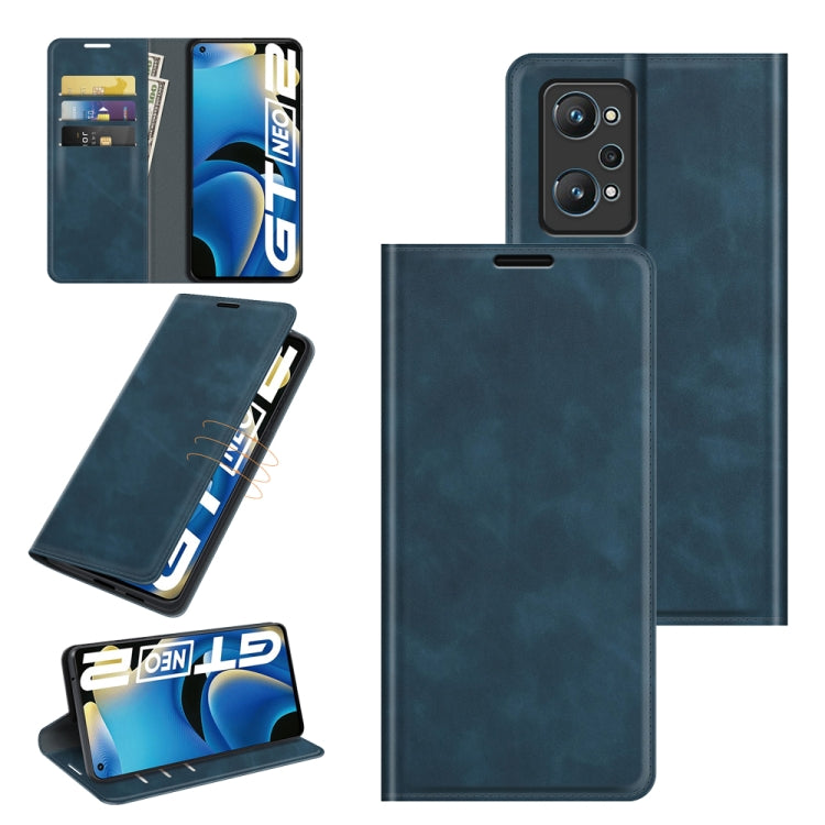 For OPPO Realme GT Neo2 Retro-skin Business Magnetic Suction Leather Case with Holder & Card Slots & Wallet