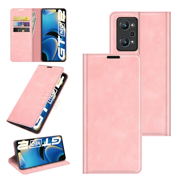 For OPPO Realme GT Neo2 Retro-skin Business Magnetic Suction Leather Case with Holder & Card Slots & Wallet
