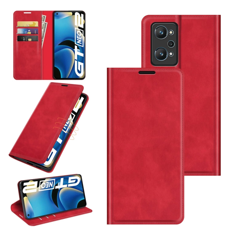 For OPPO Realme GT Neo2 Retro-skin Business Magnetic Suction Leather Case with Holder & Card Slots & Wallet