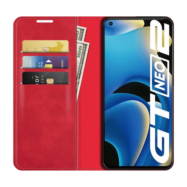 For OPPO Realme GT Neo2 Retro-skin Business Magnetic Suction Leather Case with Holder & Card Slots & Wallet