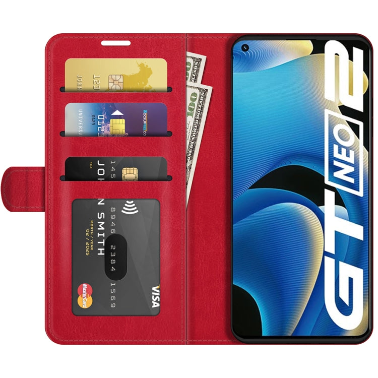 For OPPO Realme GT Neo2 R64 Texture Single Horizontal Flip Protective Case with Holder & Card Slots & Wallet& Photo Frame