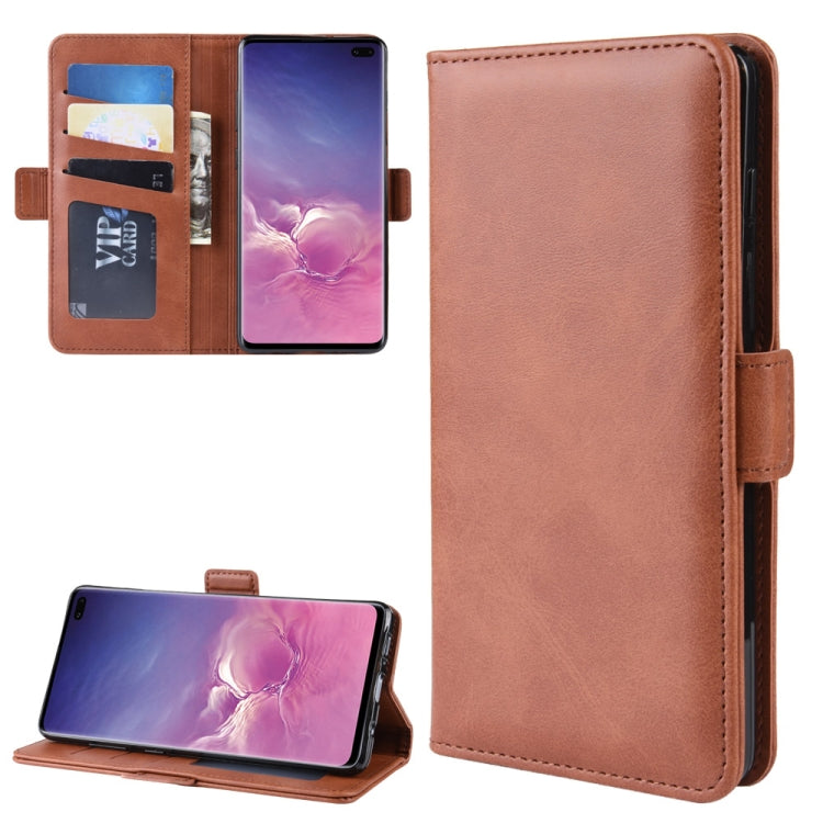 Dual-side Magnetic Buckle Horizontal Flip Leather Case for Galaxy S10 Plus, with Holder & Card Slots & Wallet & Photo Frame