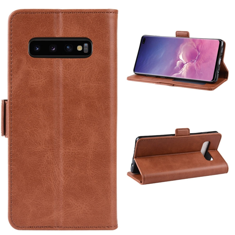 Dual-side Magnetic Buckle Horizontal Flip Leather Case for Galaxy S10 Plus, with Holder & Card Slots & Wallet & Photo Frame