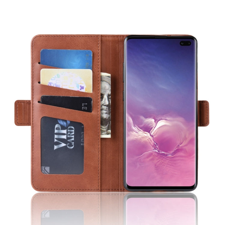 Dual-side Magnetic Buckle Horizontal Flip Leather Case for Galaxy S10 Plus, with Holder & Card Slots & Wallet & Photo Frame