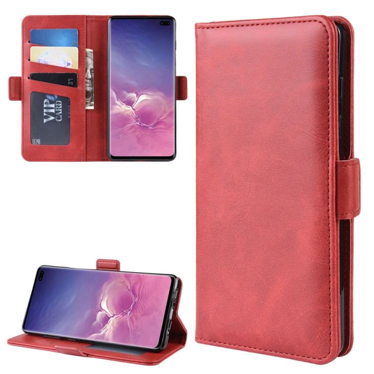 Dual-side Magnetic Buckle Horizontal Flip Leather Case for Galaxy S10 Plus, with Holder & Card Slots & Wallet & Photo Frame