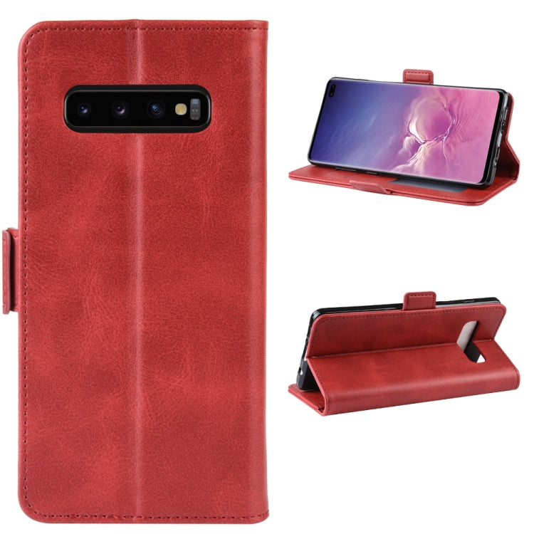 Dual-side Magnetic Buckle Horizontal Flip Leather Case for Galaxy S10 Plus, with Holder & Card Slots & Wallet & Photo Frame