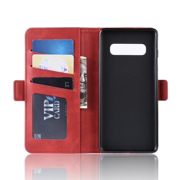 Dual-side Magnetic Buckle Horizontal Flip Leather Case for Galaxy S10 Plus, with Holder & Card Slots & Wallet & Photo Frame
