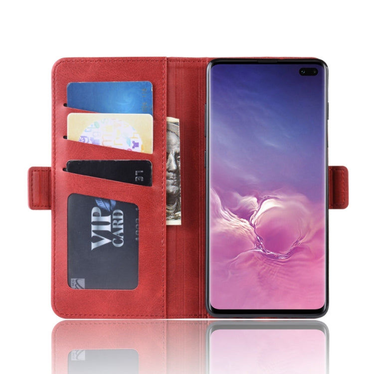 Dual-side Magnetic Buckle Horizontal Flip Leather Case for Galaxy S10 Plus, with Holder & Card Slots & Wallet & Photo Frame