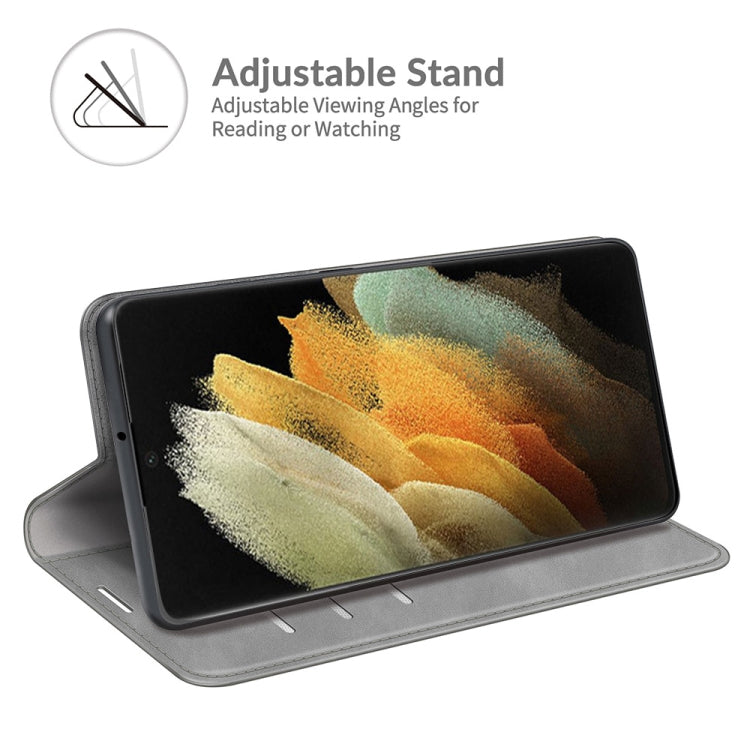 For Samsung Galaxy S22 Ultra 5G Retro-skin Business Magnetic Suction Leather Case with Holder & Card Slots & Wallet