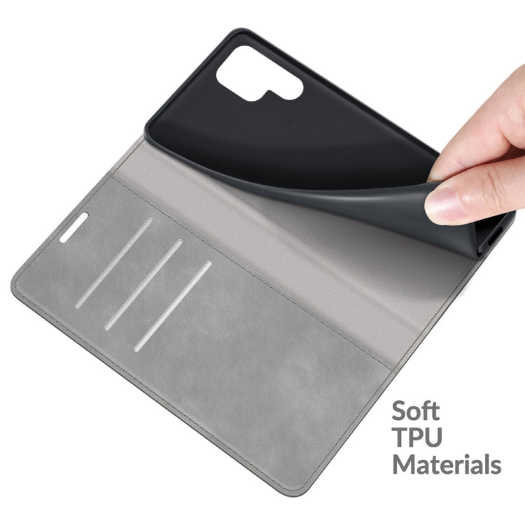 For Samsung Galaxy S22 Ultra 5G Retro-skin Business Magnetic Suction Leather Case with Holder & Card Slots & Wallet