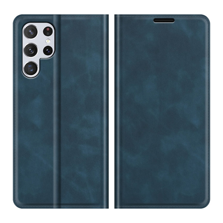 For Samsung Galaxy S22 Ultra 5G Retro-skin Business Magnetic Suction Leather Case with Holder & Card Slots & Wallet