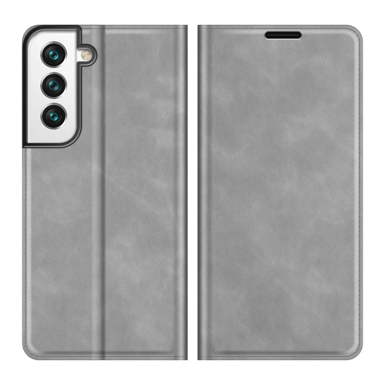 For Samsung Galaxy S22 5G Retro-skin Business Magnetic Suction Leather Case with Holder & Card Slots & Wallet