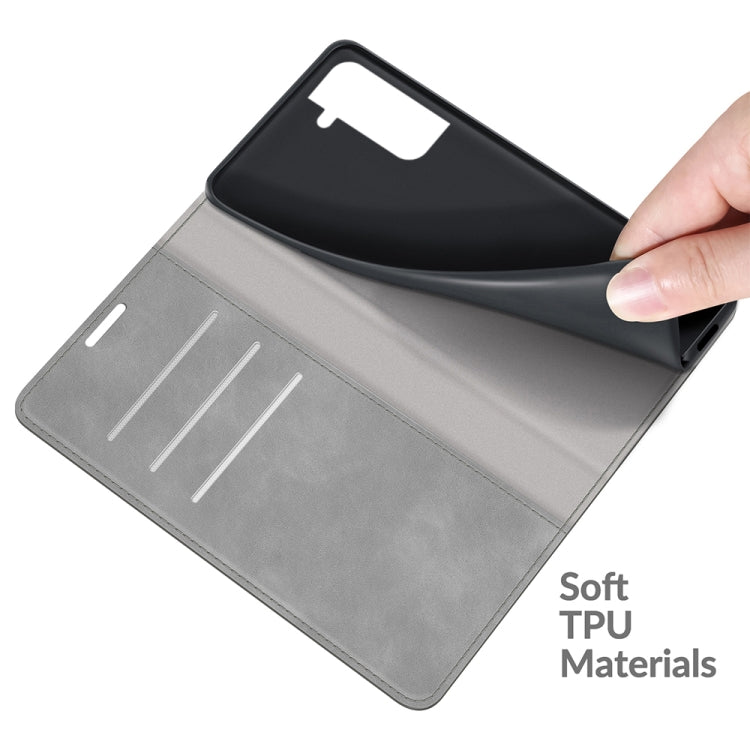 For Samsung Galaxy S22 5G Retro-skin Business Magnetic Suction Leather Case with Holder & Card Slots & Wallet