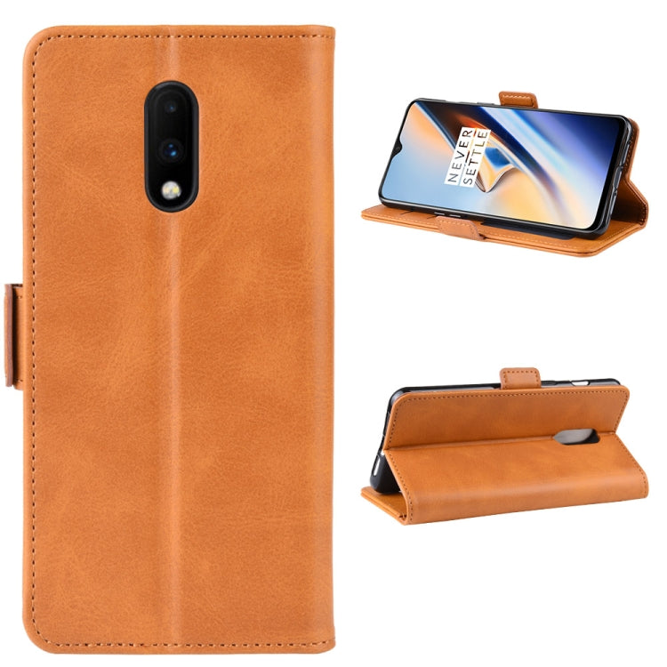 Dual-side Magnetic Buckle Horizontal Flip Leather Case for OnePlus 7, with Holder & Card Slots & Wallet & Photo Frame