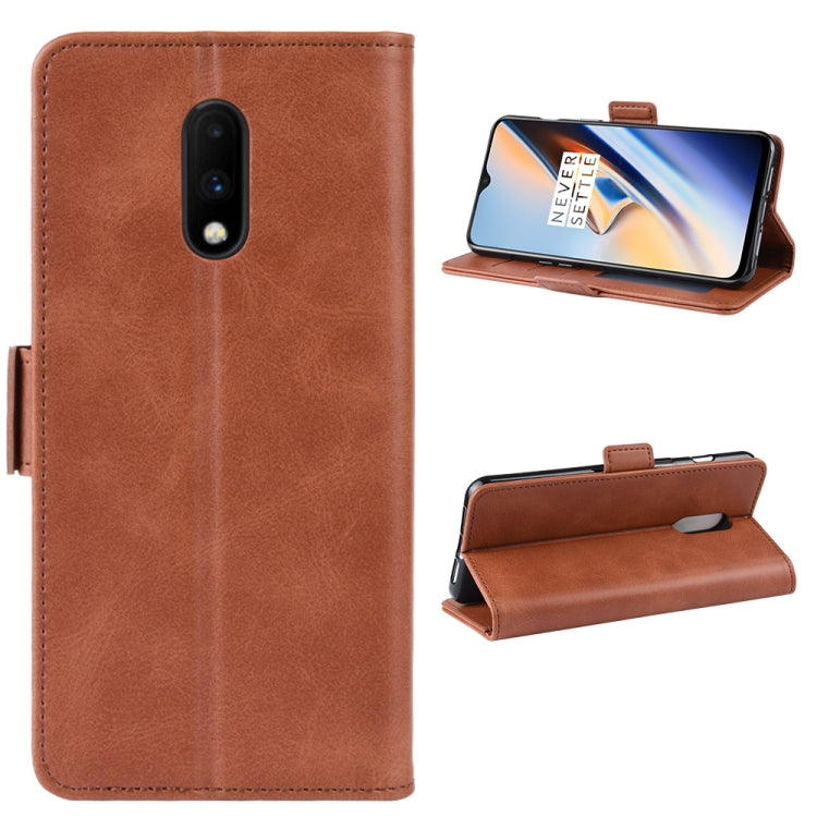 Dual-side Magnetic Buckle Horizontal Flip Leather Case for OnePlus 7, with Holder & Card Slots & Wallet & Photo Frame