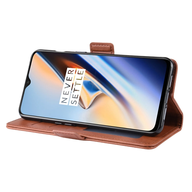 Dual-side Magnetic Buckle Horizontal Flip Leather Case for OnePlus 7, with Holder & Card Slots & Wallet & Photo Frame