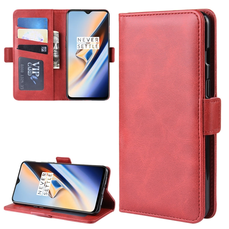 Dual-side Magnetic Buckle Horizontal Flip Leather Case for OnePlus 7, with Holder & Card Slots & Wallet & Photo Frame