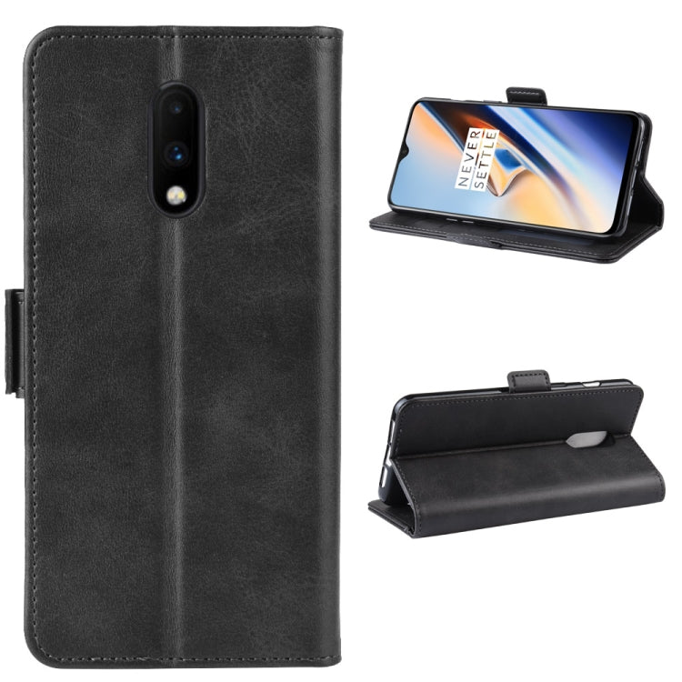 Dual-side Magnetic Buckle Horizontal Flip Leather Case for OnePlus 7, with Holder & Card Slots & Wallet & Photo Frame
