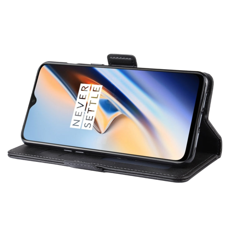 Dual-side Magnetic Buckle Horizontal Flip Leather Case for OnePlus 7, with Holder & Card Slots & Wallet & Photo Frame