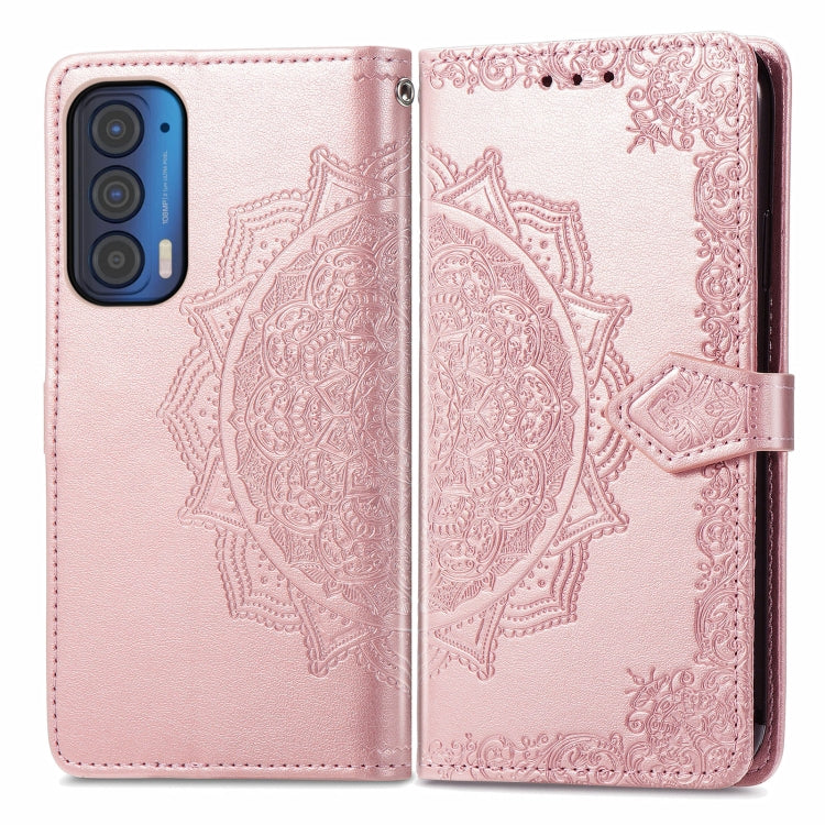 For Motorola Edge 2021 Mandala Embossing Pattern Horizontal Flip Leather Case with Holder & Card Slots & Wallet & Lanyard