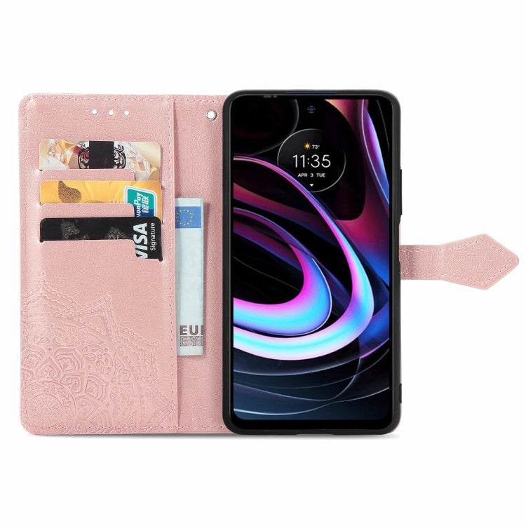 For Motorola Edge 2021 Mandala Embossing Pattern Horizontal Flip Leather Case with Holder & Card Slots & Wallet & Lanyard