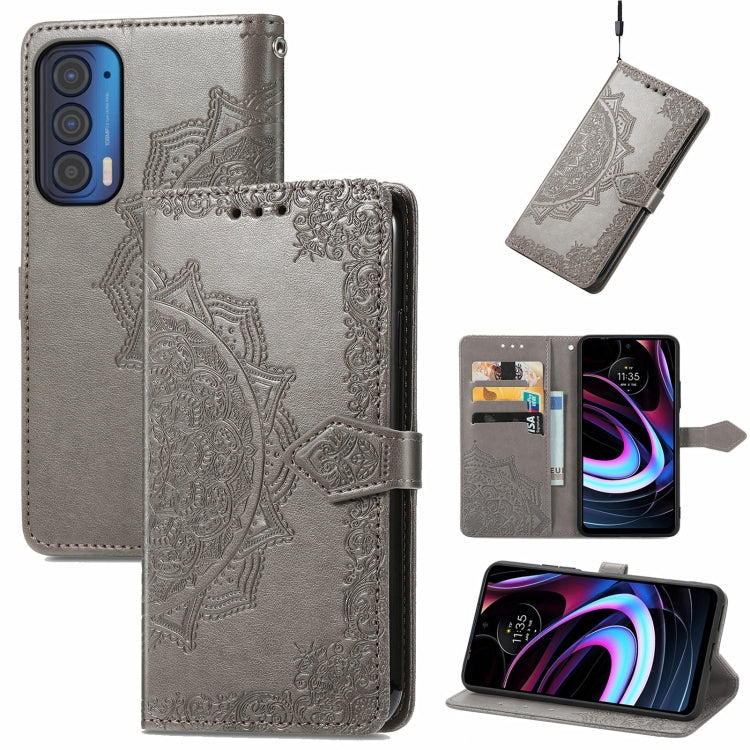For Motorola Edge 2021 Mandala Embossing Pattern Horizontal Flip Leather Case with Holder & Card Slots & Wallet & Lanyard