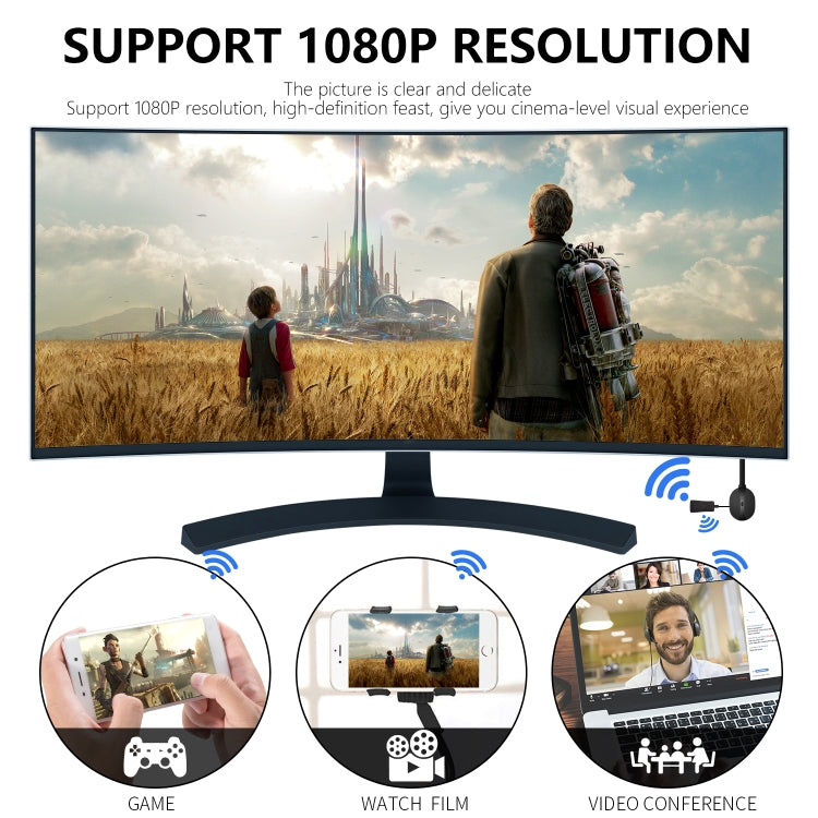 JD-T7 Mobile Phone Wired Wireless WiFi Display Dongle Receiver Car TV Stick Projector, Support Tik Tok Vertical Screen Broadcast