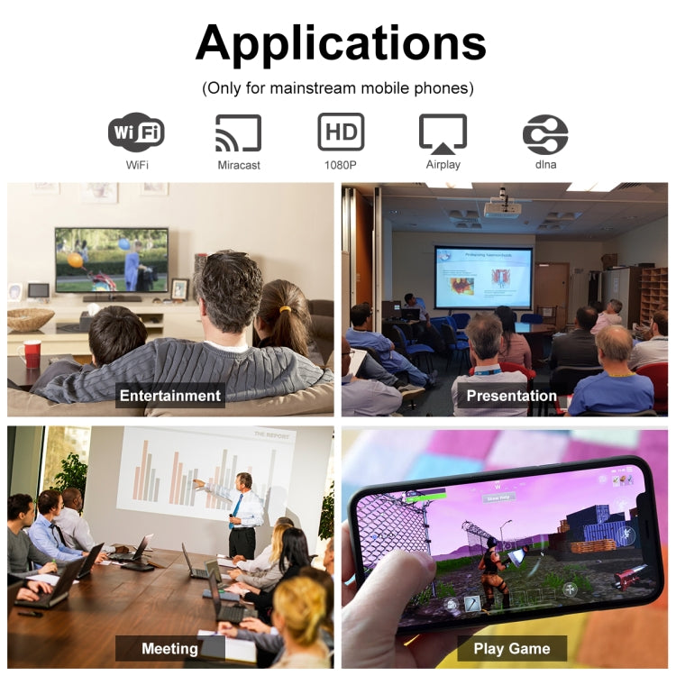 JD-H1 2.4GHz Mobile Phone Wireless WiFi Display Dongle Receiver Car 1080P HD TV Stick Projector