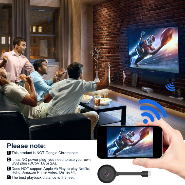 JD-H1 2.4GHz Mobile Phone Wireless WiFi Display Dongle Receiver Car 1080P HD TV Stick Projector