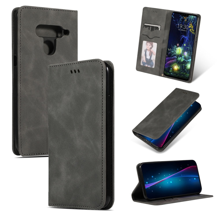 Retro Skin Feel Business Magnetic Horizontal Flip Leather Case for LG V50 & LG V50 ThinQ