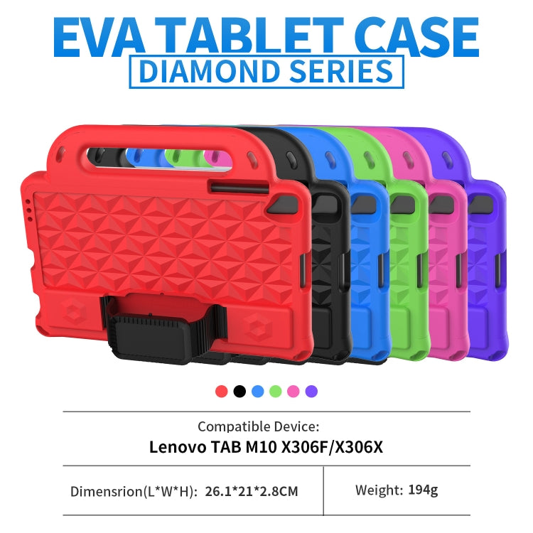 For Lenovo M10 X306X / X306F Diamond Series EVA Anti-Fall Shockproof Sleeve Protective Shell Case with Holder & Strap