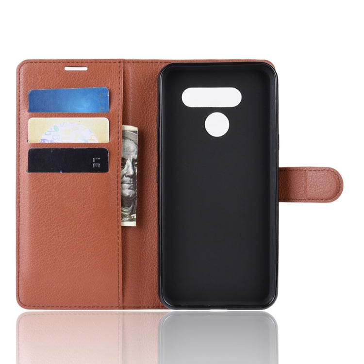 Litchi Skin PU Leather Wallet Stand Mobile Casing for LG K50