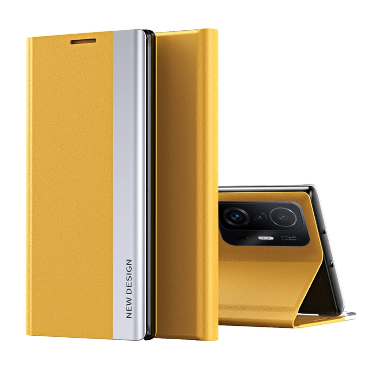 For Xiaomi Mi 11T / 11T Pro Side Electroplated Magnetic Ultra-Thin Horizontal Flip Leather Case with Holder