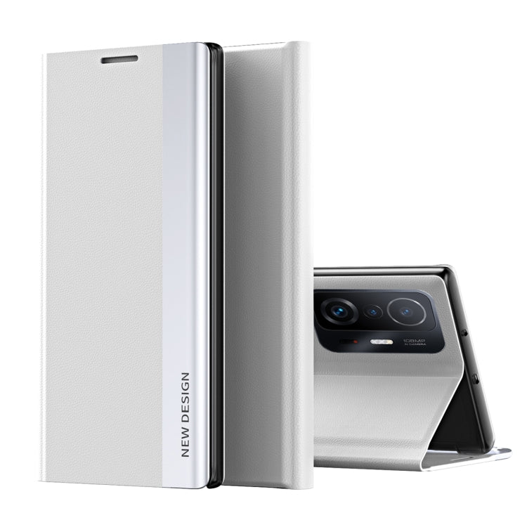 For Xiaomi Mi 11T / 11T Pro Side Electroplated Magnetic Ultra-Thin Horizontal Flip Leather Case with Holder