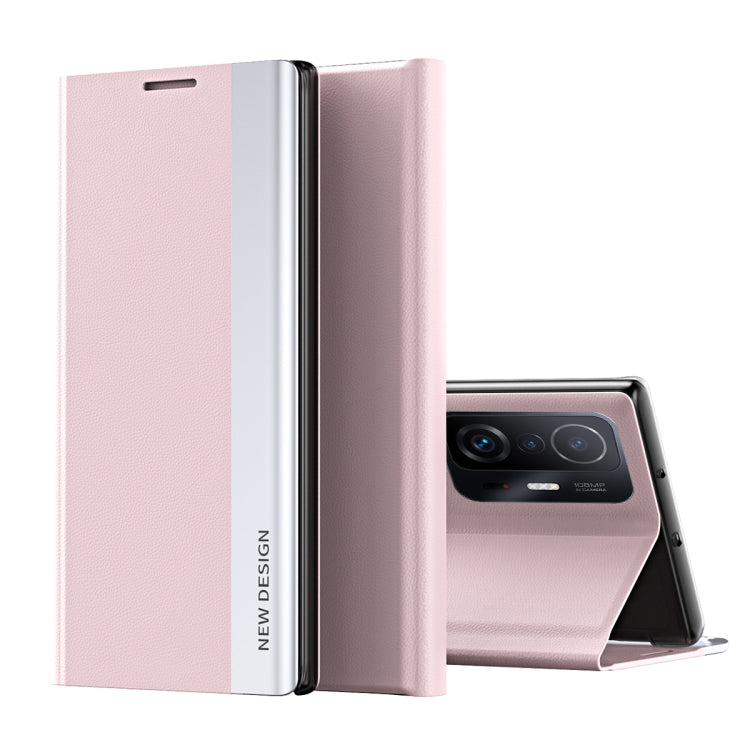 For Xiaomi Mi 11T / 11T Pro Side Electroplated Magnetic Ultra-Thin Horizontal Flip Leather Case with Holder