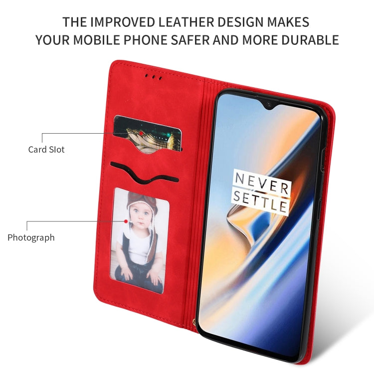 Retro Skin Feel Business Magnetic Horizontal Flip Leather Case for OnePlus 6T