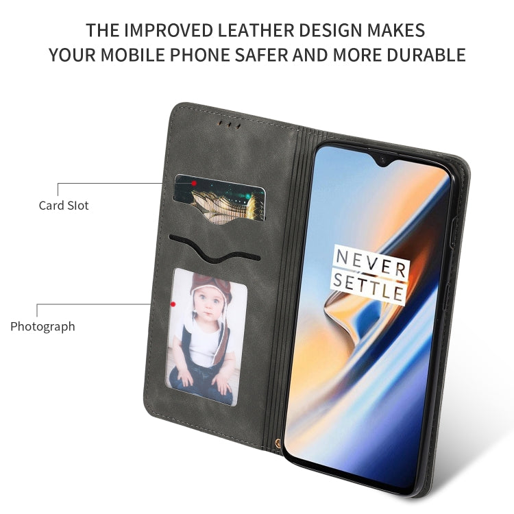 Retro Skin Feel Business Magnetic Horizontal Flip Leather Case for OnePlus 6T