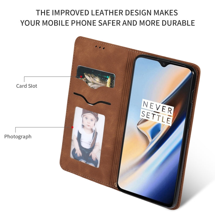 Retro Skin Feel Business Magnetic Horizontal Flip Leather Case for OnePlus 6T