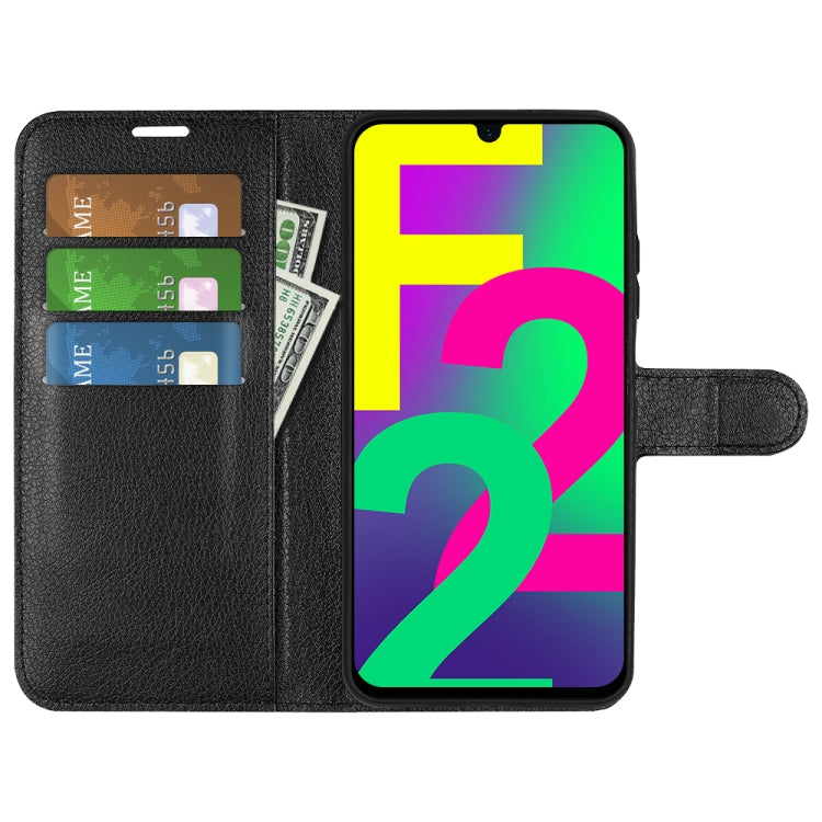 For Samsung Galaxy F22 Litchi Texture Horizontal Flip Protective Case with Holder & Card Slots & Wallet